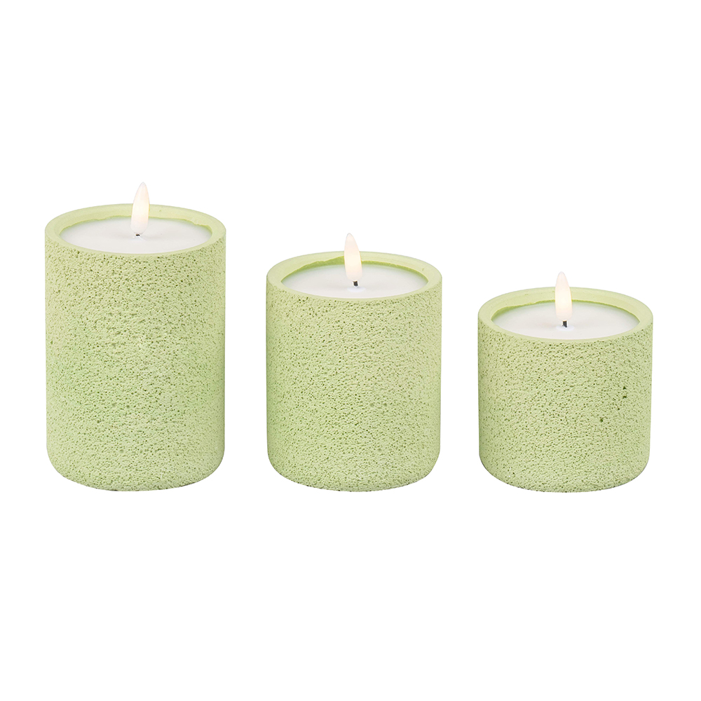 LED Cement 3D Wick แบตเตอรี่ดำเนินการเทียนรีโมทคอนโทรล